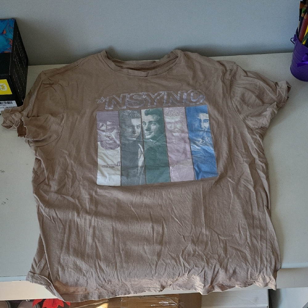 NSYNC Graphic Tan T-Shirt Large Unisex